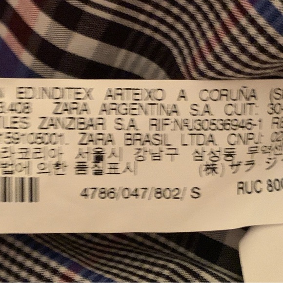 Zara Plaid Off-Shoulder Puff Sleeve Crop Top - Picture 7 of 8